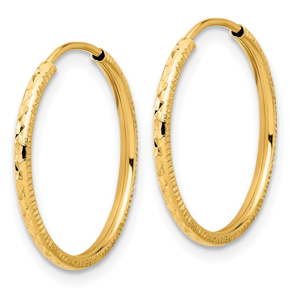 14K Gelbgold Diamantiert 1.50mm Endlos Creolen