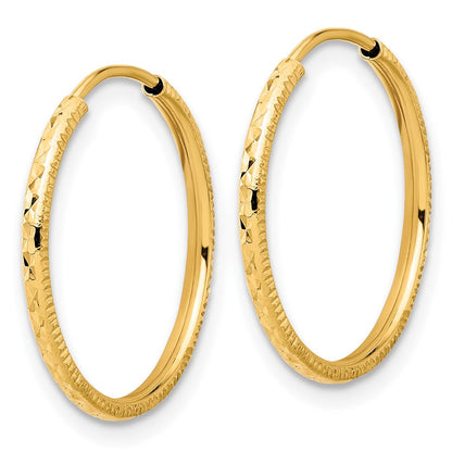 14K Gelbgold Diamantiert 1.50mm Endlos Creolen
