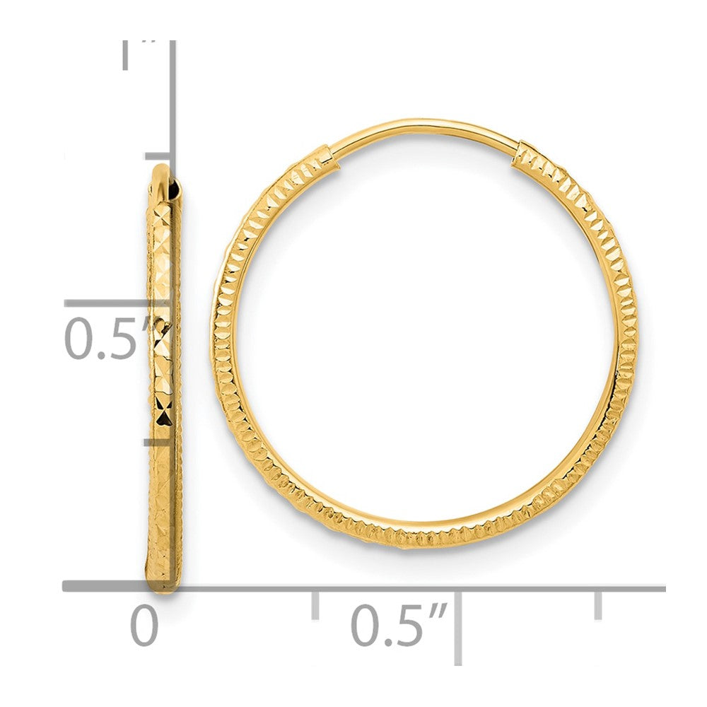 14K Gelbgold Diamantiert 1.50mm Endlos Creolen