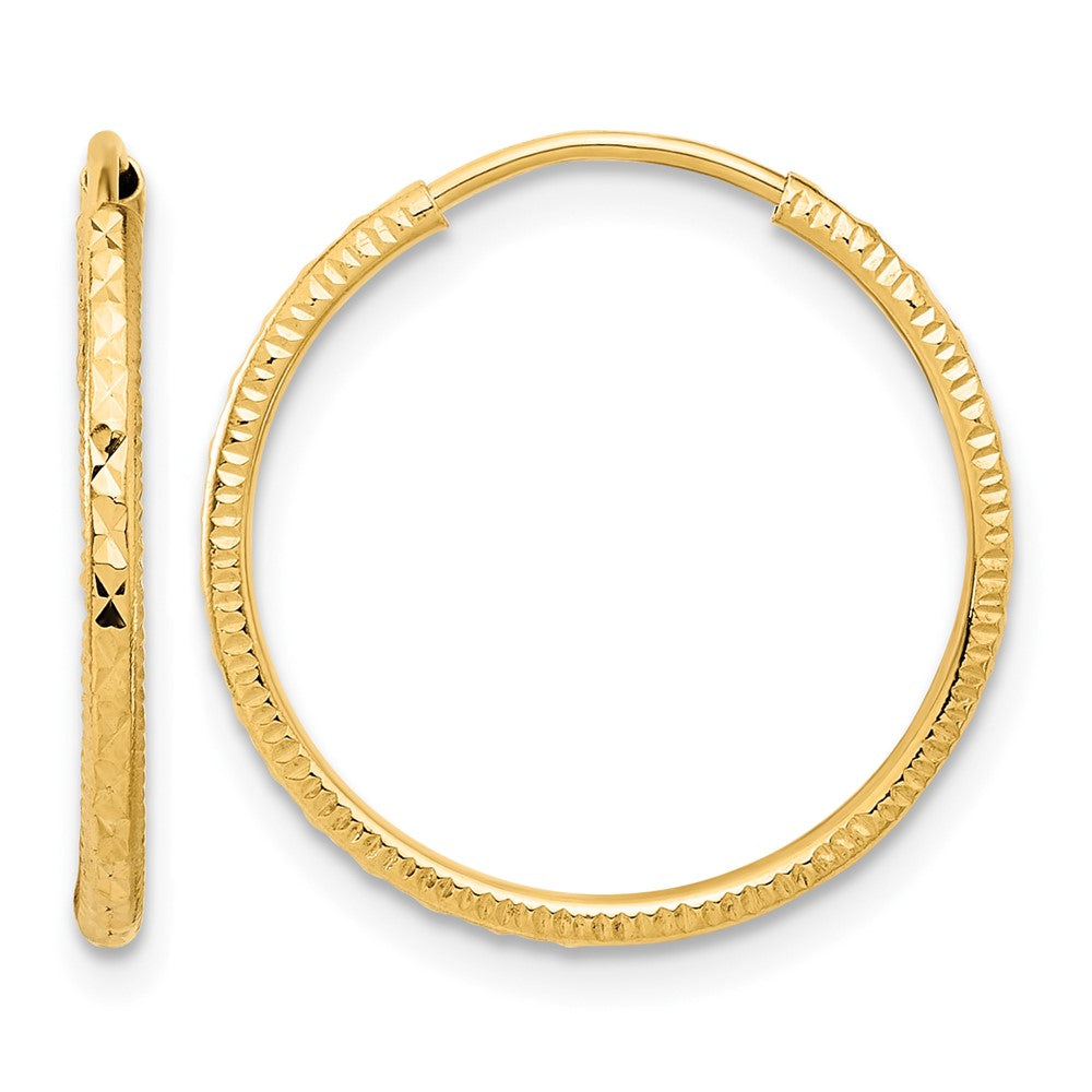 14K Gelbgold Diamantiert 1.50mm Endlos Creolen