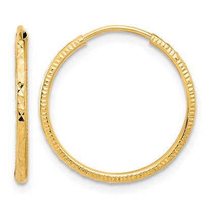 14K Gelbgold Diamantiert 1.50mm Endlos Creolen