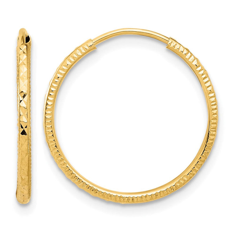 14K Gelbgold Diamantiert 1.50mm Endlos Creolen