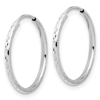 14K Weißgold Diamantiert 1.50mm Endlos Creolen