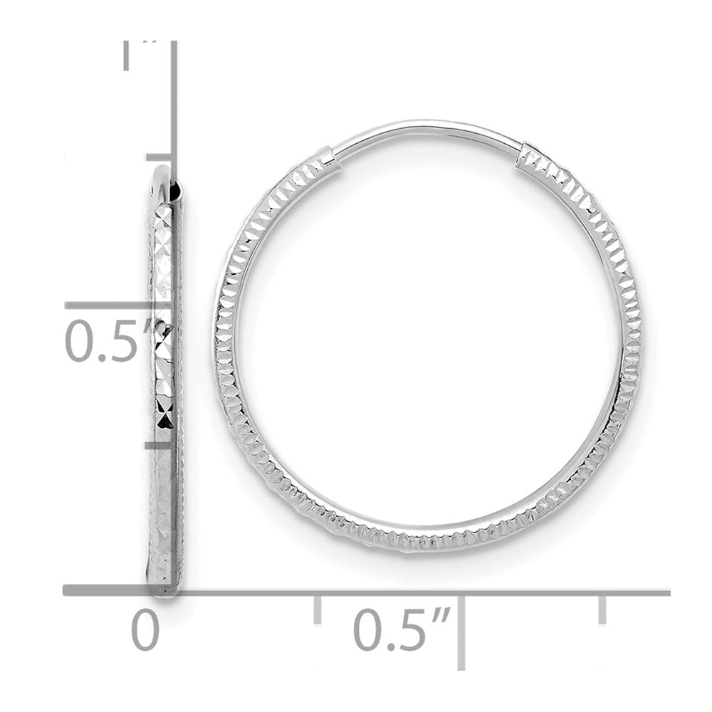14K Weißgold Diamantiert 1.50mm Endlos Creolen