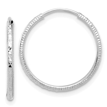 14K Weißgold Diamantiert 1.50mm Endlos Creolen