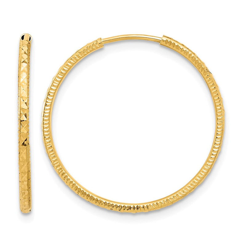 14K Gelbgold Diamantiert 1.50mm Endlos Creolen