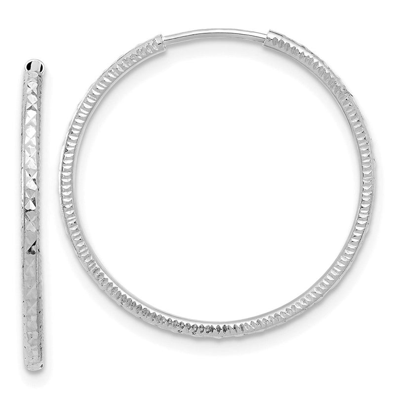 14K Weißgold Diamantiert 1.50mm Endlos Creolen