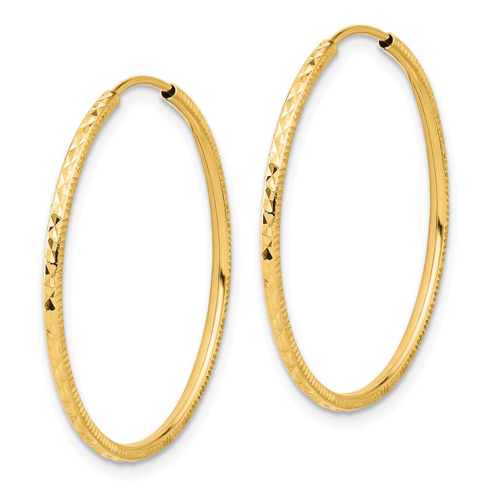 14K Gelbgold Diamantiert 1.50mm Endlos Creolen