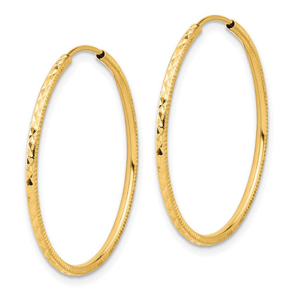 14K Gelbgold Diamantiert 1.50mm Endlos Creolen