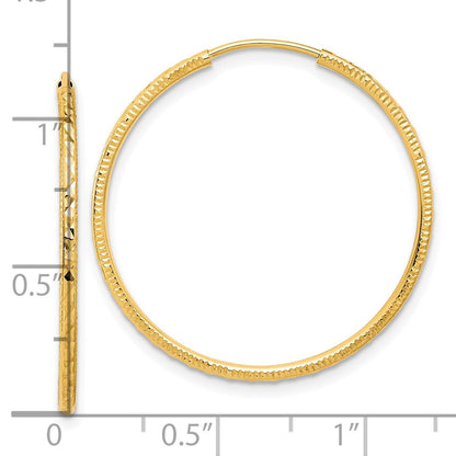 14K Gelbgold Diamantiert 1.50mm Endlos Creolen