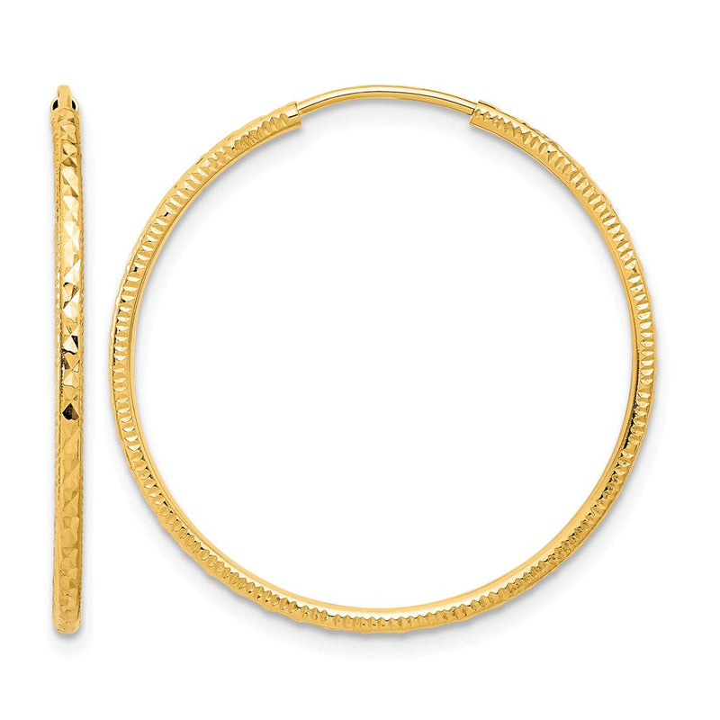 14K Gelbgold Diamantiert 1.50mm Endlos Creolen