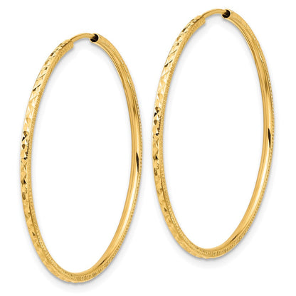 14K Gelbgold Diamantiert 1.50mm Endlos Creolen