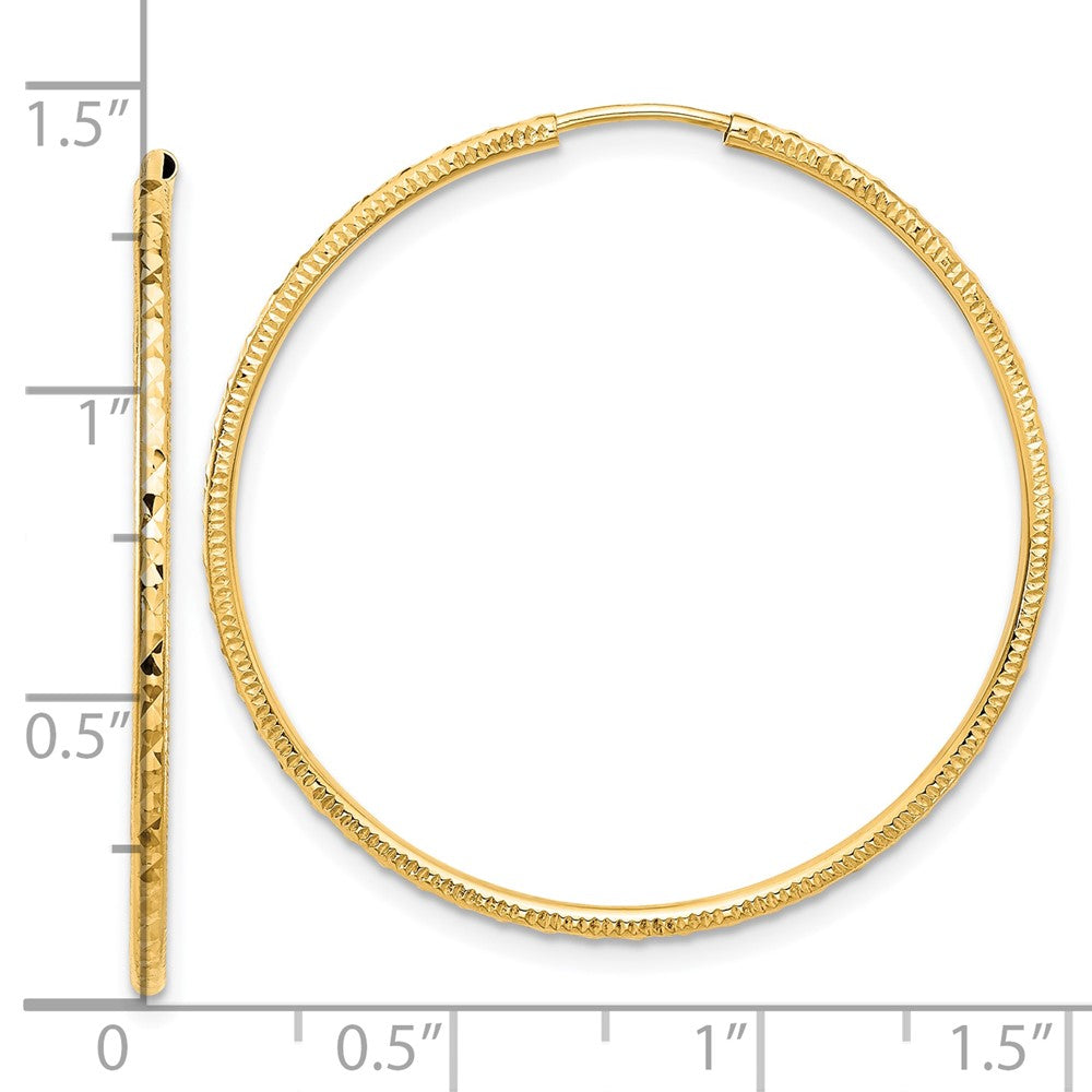 14K Gelbgold Diamantiert 1.50mm Endlos Creolen