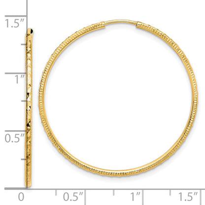 14K Gelbgold Diamantiert 1.50mm Endlos Creolen