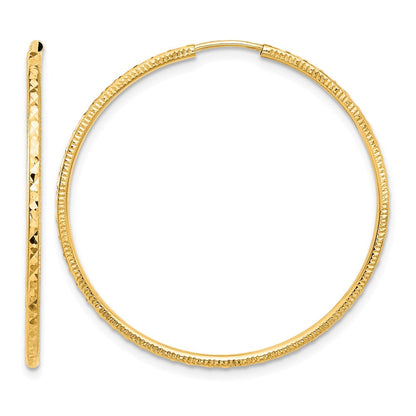 14K Gelbgold Diamantiert 1.50mm Endlos Creolen