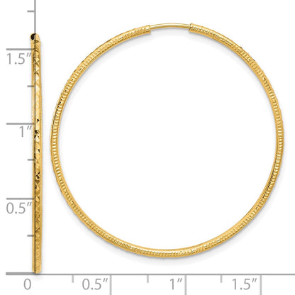 14K Gelbgold Diamantiert 1.50mm Endlos Creolen