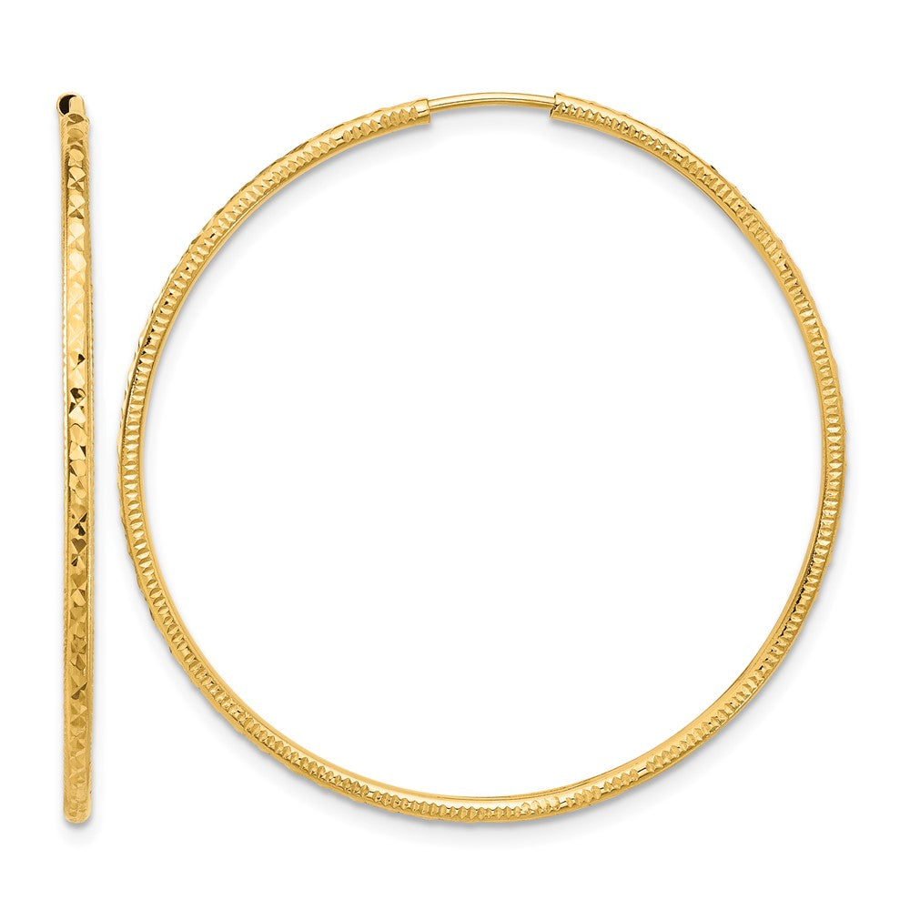 14K Gelbgold Diamantiert 1.50mm Endlos Creolen