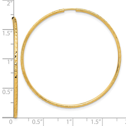 14K Gelbgold Diamantiert 1.50mm Endlos Creolen