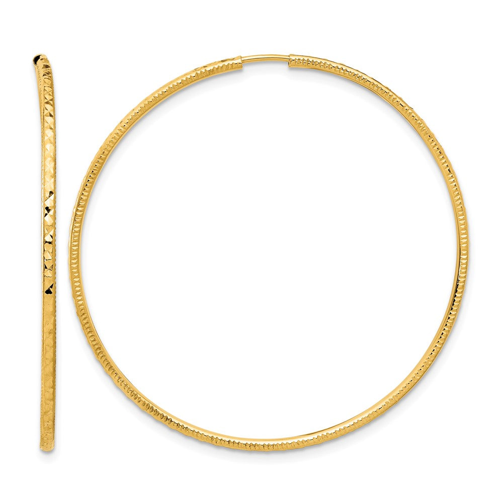 14K Gelbgold Diamantiert 1.50mm Endlos Creolen