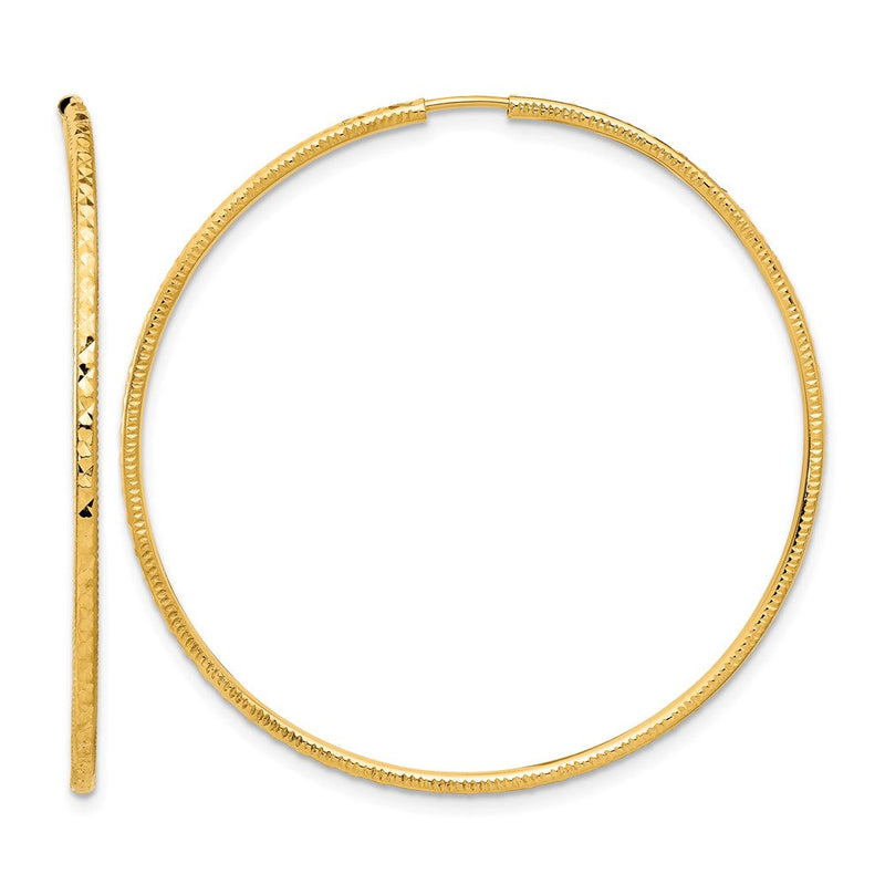 14K Gelbgold Diamantiert 1.50mm Endlos Creolen