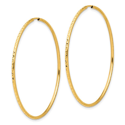 14K Gelbgold Diamantiert 1.50mm Endlos Creolen