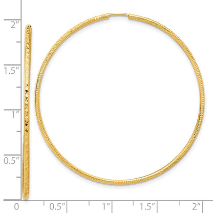 14K Gelbgold Diamantiert 1.50mm Endlos Creolen