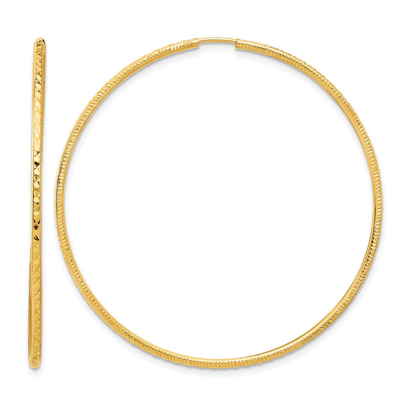 14K Gelbgold Diamantiert 1.50mm Endlos Creolen