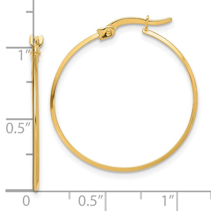 14K Gelbgold Poliert Messer Kante Creolen