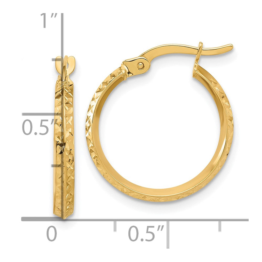14K Gelbgold Poliert und Diamantiert Messer Kante Creolen