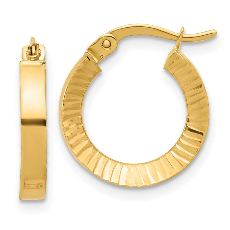 14K Gelbgold Poliert und Diamantiert Creolen