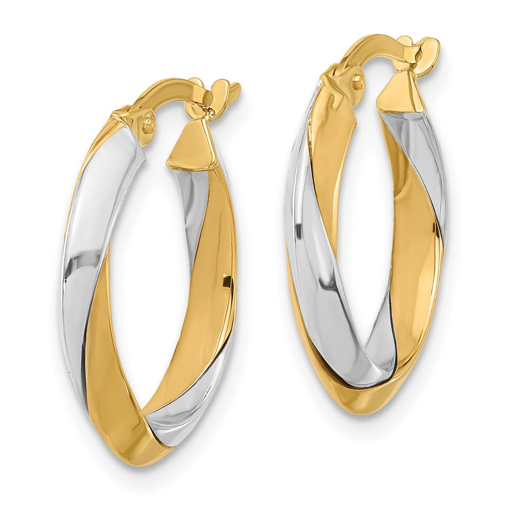 14K Bicolor Poliert Gedreht Creolen