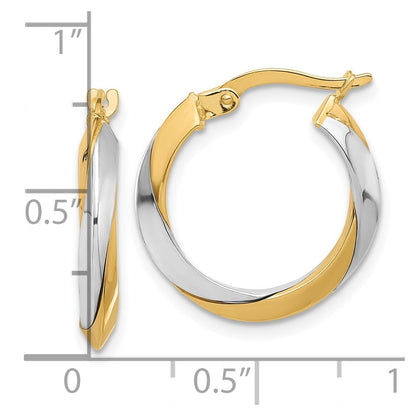 14K Bicolor Poliert Gedreht Creolen