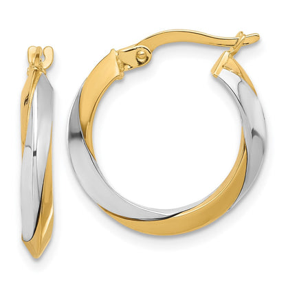14K Bicolor Poliert Gedreht Creolen