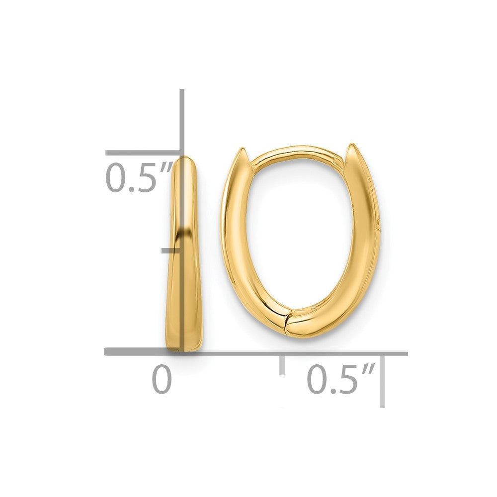 14K Gelbgold Poliert Oval Klappbar Creolen