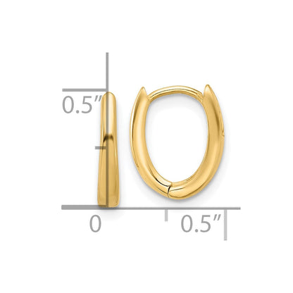 14K Gelbgold Poliert Oval Klappbar Creolen