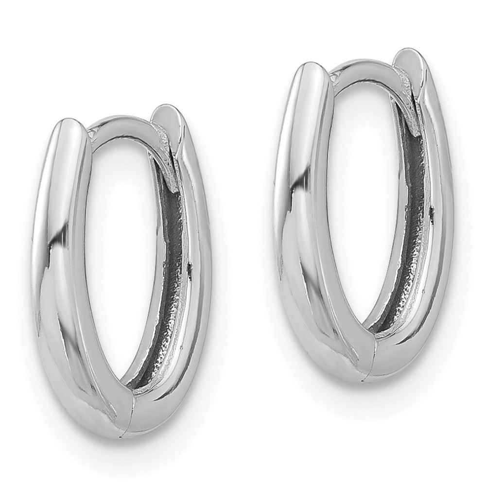 14K Weißgold Poliert Oval Klappbar Creolen