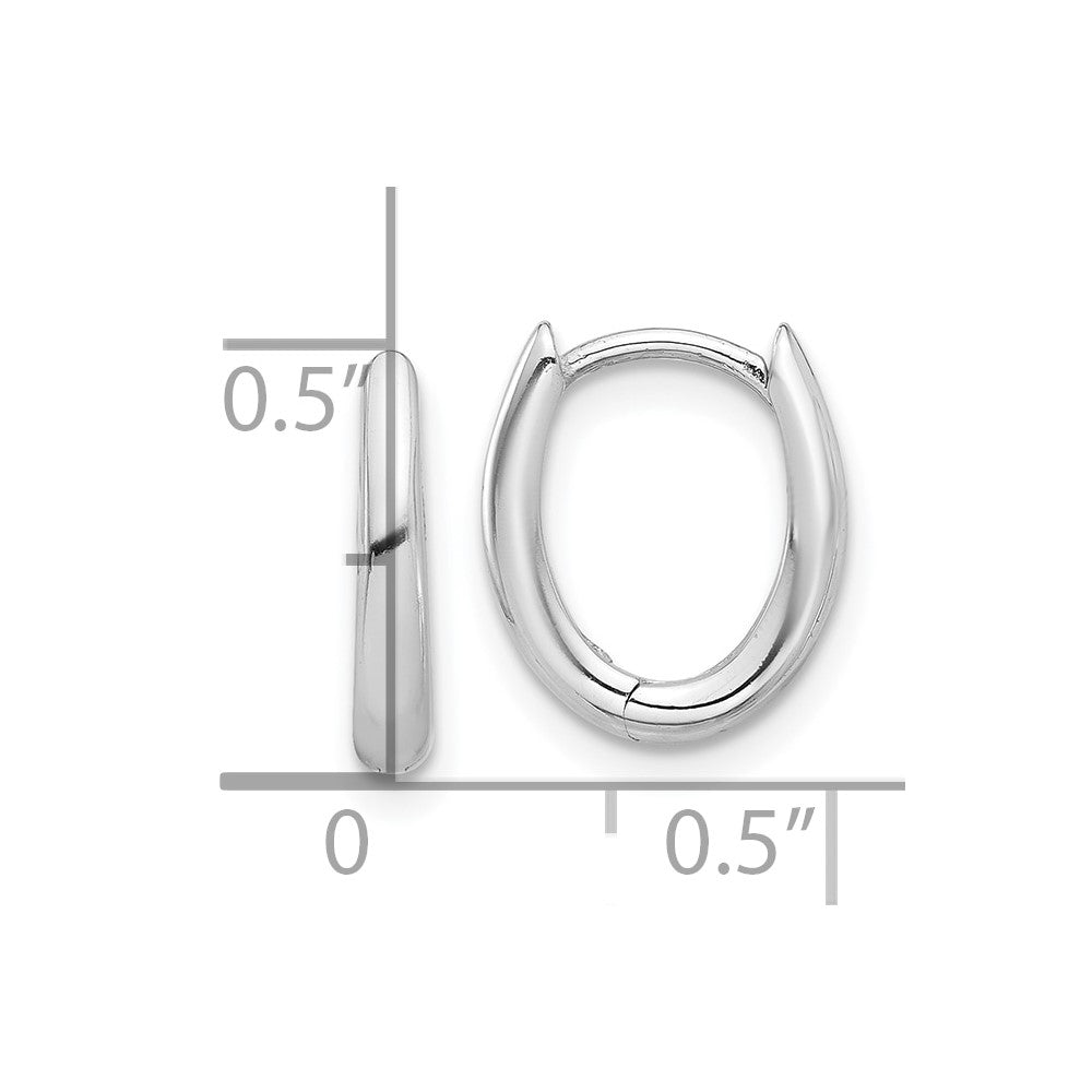 14K Weißgold Poliert Oval Klappbar Creolen