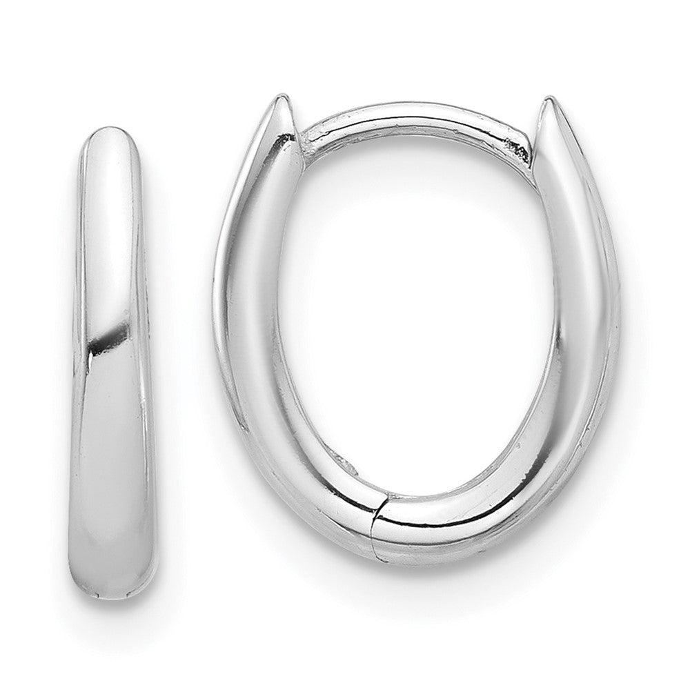 14K Weißgold Poliert Oval Klappbar Creolen
