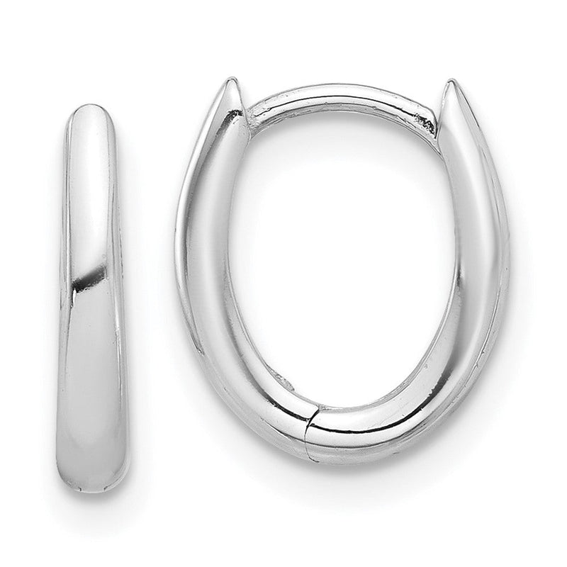 14K Weißgold Poliert Oval Klappbar Creolen