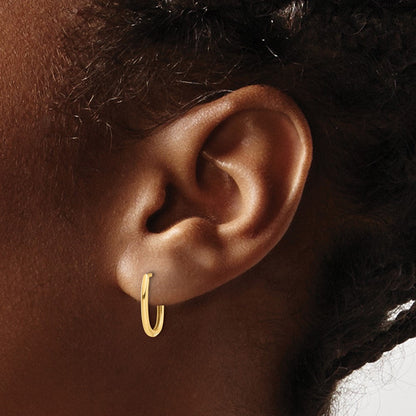 14K Gelbgold Poliert Oval Klappbar Creolen