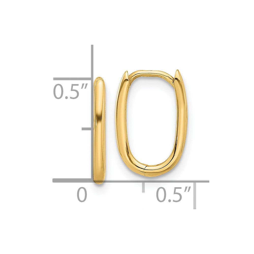 14K Gelbgold Poliert Oval Klappbar Creolen