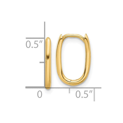 14K Gelbgold Poliert Oval Klappbar Creolen