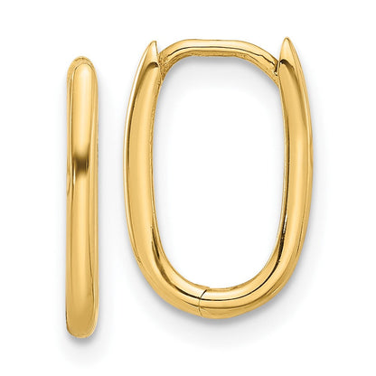 14K Gelbgold Poliert Oval Klappbar Creolen
