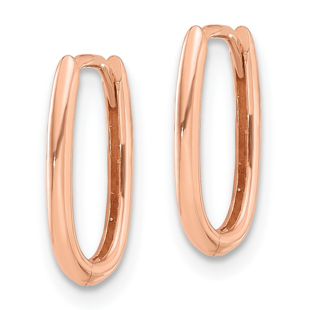 14K Roségold Poliert Oval Klappbar Creolen