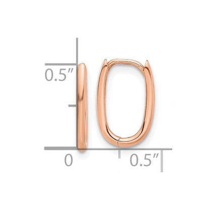 14K Roségold Poliert Oval Klappbar Creolen
