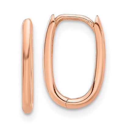 14K Roségold Poliert Oval Klappbar Creolen