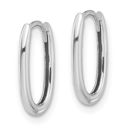 14K Weißgold Poliert Oval Klappbar Creolen