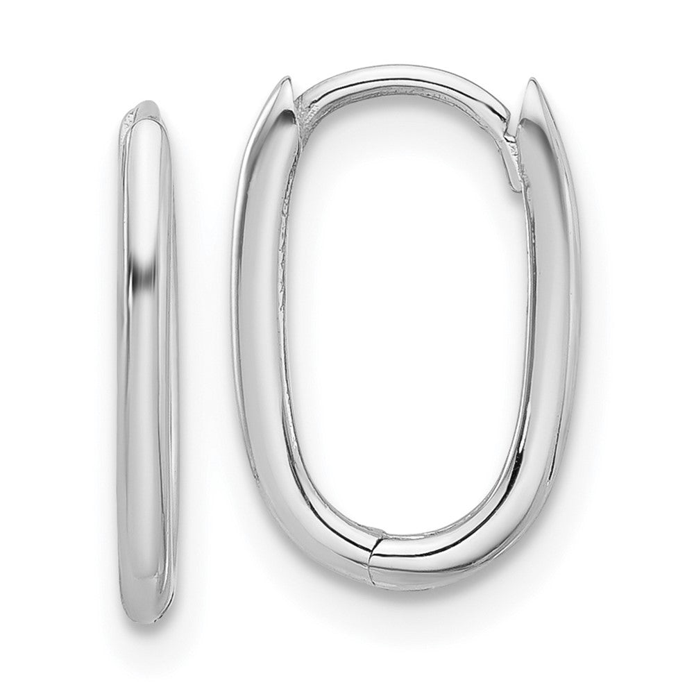 14K Weißgold Poliert Oval Klappbar Creolen