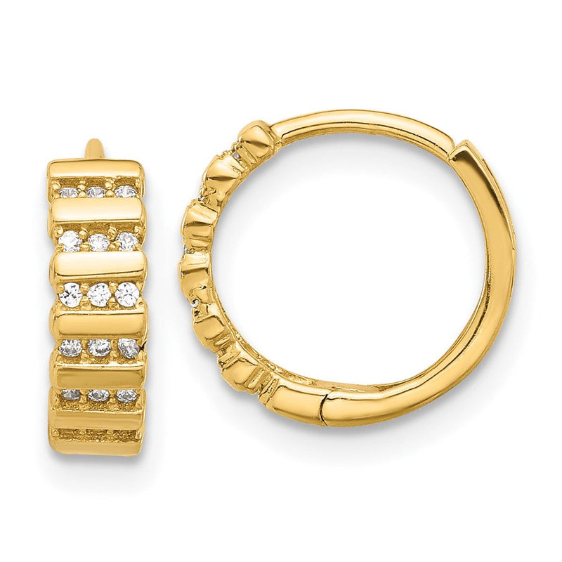 14K Gelbgold Poliert Zirkonia Klappbar Creolen