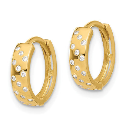 14K Gelbgold Poliert Zirkonia Klappbar Creolen